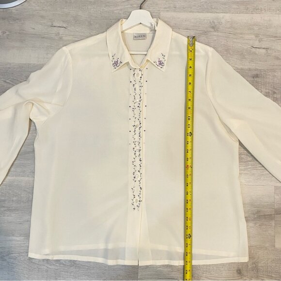 Vintage Koret Floral Embroidered Ladies Collared Button Down Shirt Coquette Girl - Picture 7 of 16